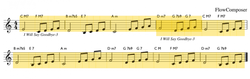 Fig. 8: Lead sheets generated with a Markov order 2 and 3